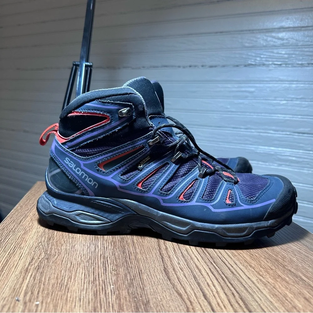 EUC Salomon X Ultra 3 Mid GTX Hiking Boots w Brooks Insoles—Purple & Black US 10 - Picture 4 of 12